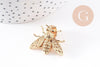 Broche abeille zamac doré 27mm, x1 (G10137)