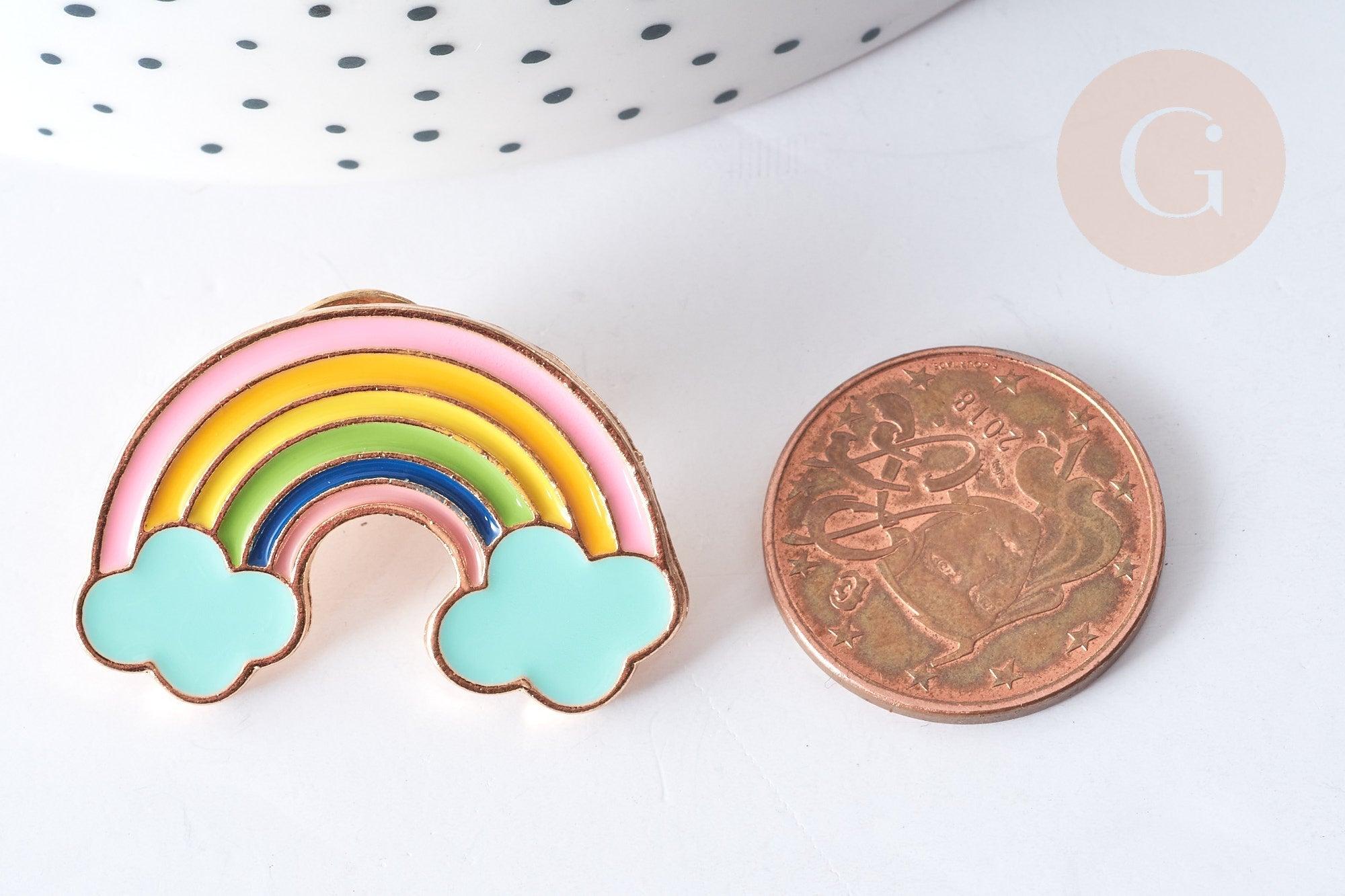Broche arc-en-ciel zamac doré 23x33mm, x1 (G7846)
