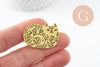 Broche chat gravée acier 304 inoxydable doré 34mm, x1 (G9786)