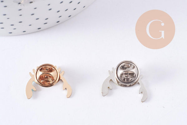 Broche crabe laiton doré ou argenté émail coloré, x1 (G8900)