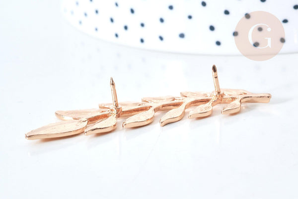 Broche feuille laurier zamac doré, x1 (G7849)