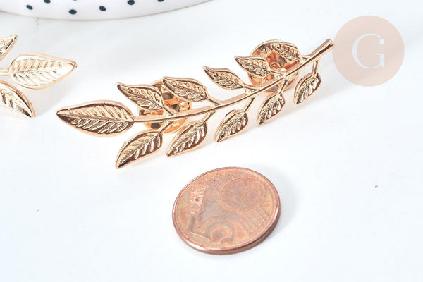Broche feuille laurier zamac doré, x1 (G7849)