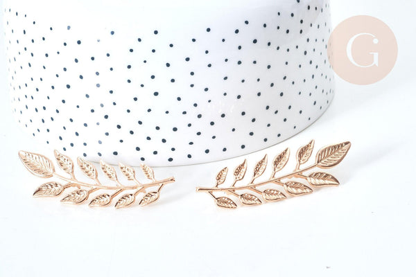 Broche feuille laurier zamac doré, x1 (G7849)