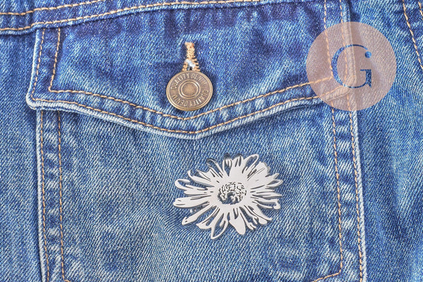 Broche fleur pissenlit acier 201 inoxydable 42.5mm, x1 (G8500)