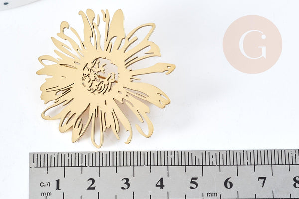 Broche fleur pissenlit acier 201 inoxydable 42.5mm, x1 (G8500)