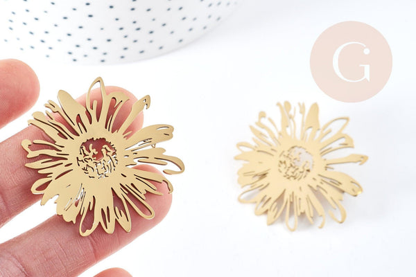 Broche fleur pissenlit acier 201 inoxydable 42.5mm, x1 (G8500)