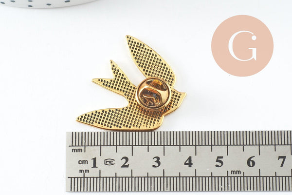 Broche hirondelle acier 304 inoxydable doré 33mm, x1 (G9784)