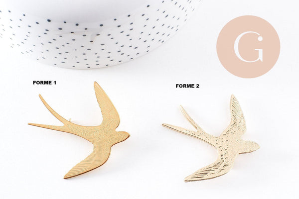Broche hirondelle acier 316 inoxydable doré 52mm, x1 (G9606)