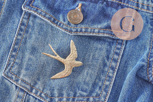 Broche hirondelle acier 316 inoxydable doré 52mm, x1 (G9606)