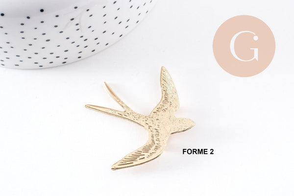 Broche hirondelle acier 316 inoxydable doré 52mm, x1 (G9606)