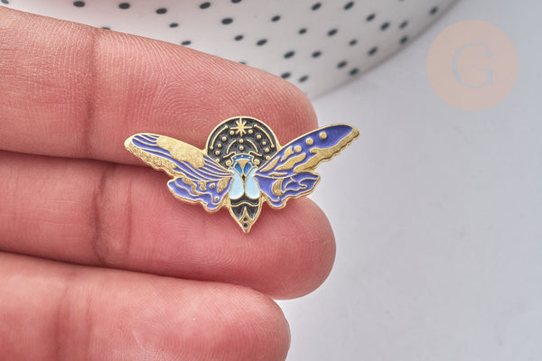 Broche insecte zamac doré 15x30mm, customisation vêtement, x1 (G7845)