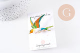 Broche oiseau zamac doré émail 52mm, x1 (G10163)