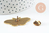 Broche papillon gravée acier 304 inoxydable doré 41mm, décoration veste, x1 (G9787)
