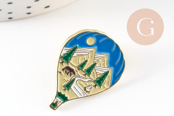 Broche pin's Montgolfière dorée 29.5mm, x1 (G9310)