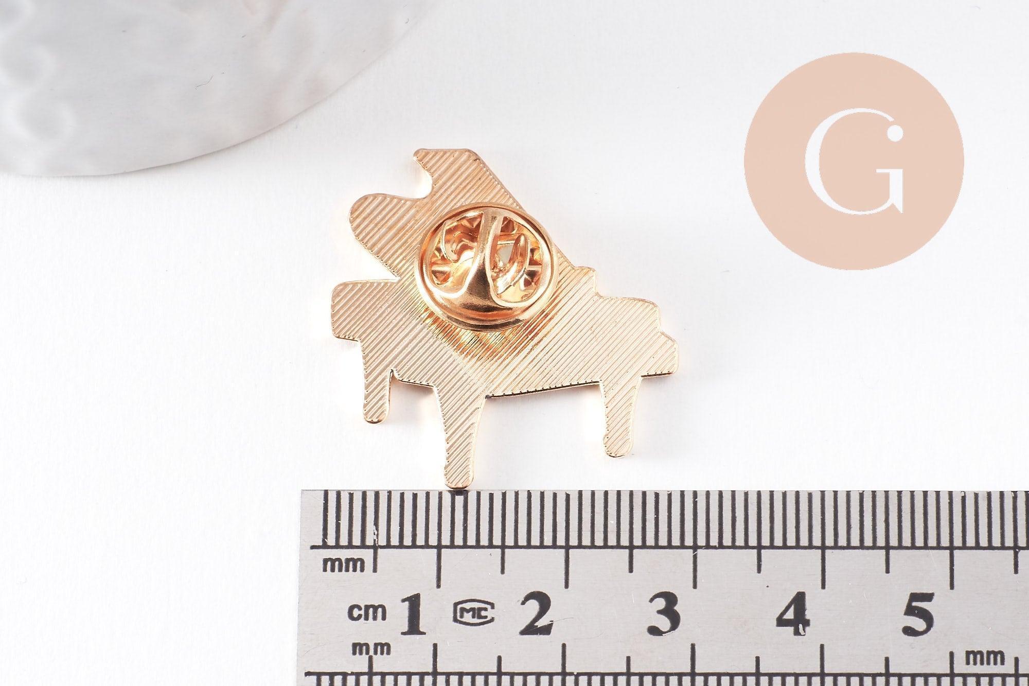 Broche pins Piano doré émail doré 29mm,broche dorée, décoration veste, x1 (G10008)