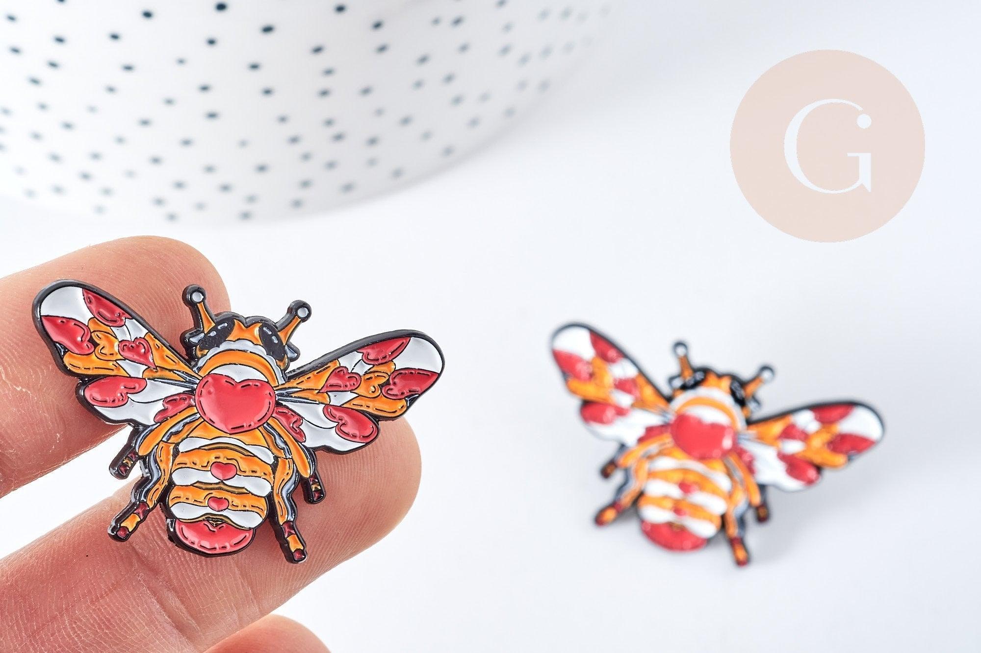 Broche pin's abeille insecte ailé émaillé 40mm, x1 (G8503)