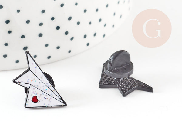Broche pins avion en papier coeur émaillé blanc rouge 22.5mm,broche customisation vêtement x1 G9299