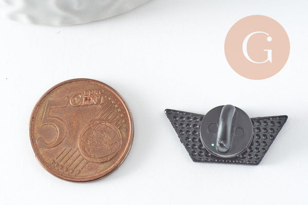 Broche pins bateau en papier coeur émaillé blanc rouge 24.5mm, x1 G9474