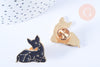 Broche pins biche motif mystique noir doré émail 25x26mm,broche dorée, décoration veste,x1 G6730