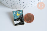 Broche pins carte tarot L'étoile mystique émail noir doré émail 30.5mm,décoration veste, x1 (G6715)
