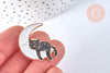 Broche pins chat noir et lune blanche doré émail 30mm,broche dorée, décoration veste,x1 G6799
