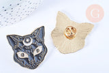 Broche pins chat noir mystique doré émail noir 37.5mm,broche dorée,décoration veste,x1 (G5550)