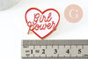 Broche pins coeur GIRL POWER émaillé rose 31mm, x1 (G9459)