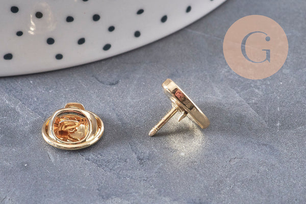 Broche pin's coeur laiton doré 11mm, x1 (G10989)
