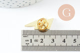 Broche pin's éclair zamac doré émail rouge 28mm, x1 (G9745)