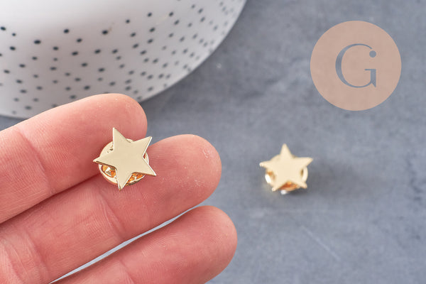 Broche pin's étoile laiton doré 14mm, x1 (G10551)