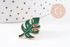 Broche pins feuille monsterosa motif végviergesétal doré émail 25mm ,x1 (G5745)