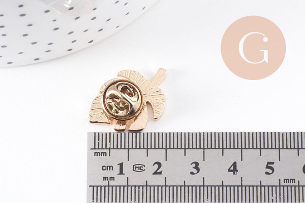Broche pins feuille monsterosa motif végviergesétal doré émail 25mm ,x1 (G5745)