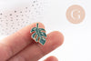 Broche pins feuille monsterosa motif végviergesétal doré émail 25mm ,x1 (G5745)