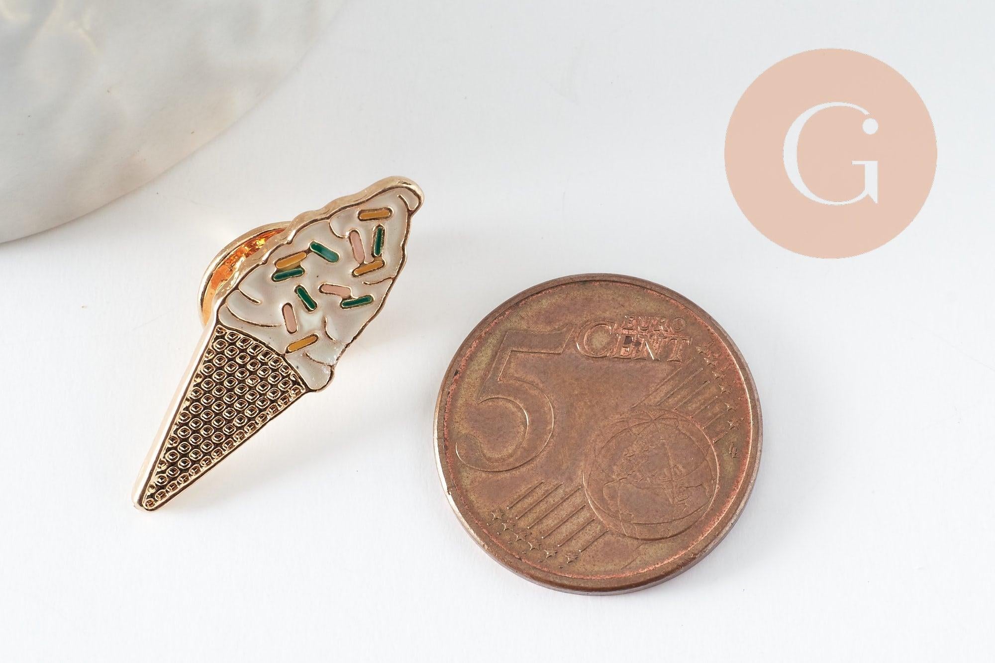 Broche pins glace à l'italienne émaillé 28.5mm, idée cadeau EVJF anniversaire x1 (G9472)