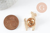 Broche pin's lama alpaca zamac doré émail 27mm, x1 (G9516)