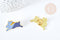 Broche pins lapin bicolore doré émail,broche dorée,décoration veste ,x1 (G8511)