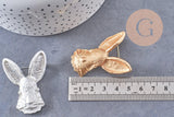 Broche pins lapin doré ou argenté 54mm, x1 (G10352)