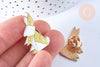 Broche pins lapin origami doré émail Jaunz 29x18mm,décoration veste, x1 (G6612)