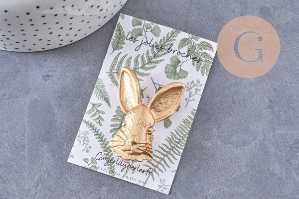 Broche pins lapin origami doré ou argenté émail 54mm, x1 (G10352)