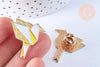 Broche pins oiseau origami doré émail Jaune 28x28mm,broche dorée, décoration veste,x1 G6613