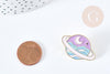 Broche pins planète éclair doré émail 32mm,broche dorée, décoration veste,x1 G8512