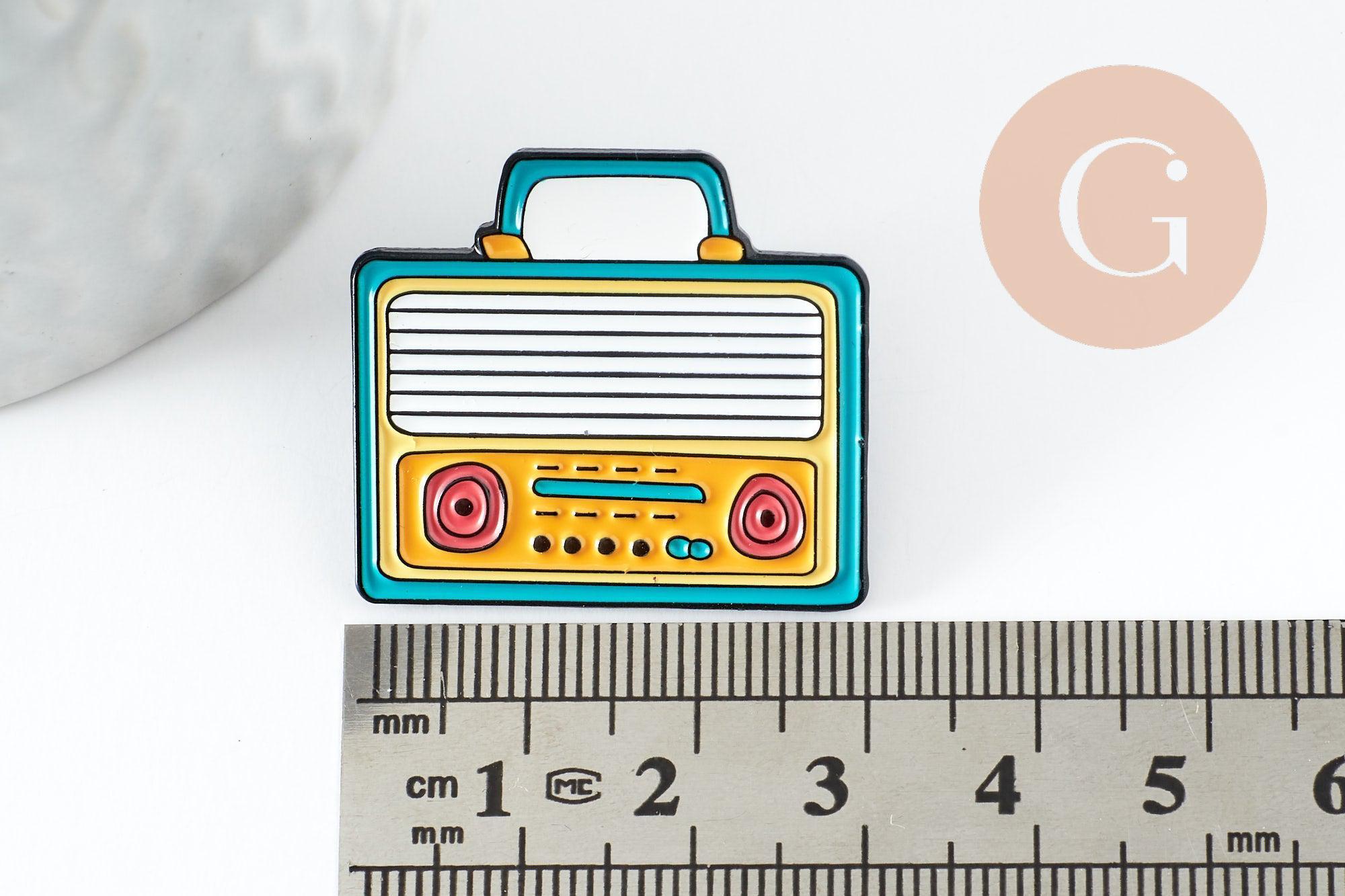 Broche pins radio émaillé 30.5mm, x1 (G9475)