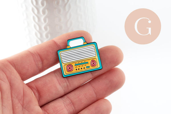 Broche pins radio émaillé 30.5mm, x1 (G9475)