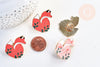 Broche pins renard roux doré émail orange 33mm ,x1 (G5552)
