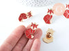 Broche pins renard roux origami doré émail orange 31.5x19mm, x1 (G8046)