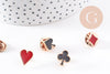 Broche pins symbole carte à jouer coeur carreau trèfle pique zamac doré émail 12-13mm x1 (G10162)