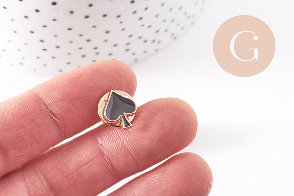 Broche pins symbole carte à jouer coeur carreau trèfle pique zamac doré émail 12-13mm x1 (G10162)