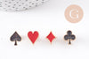 Broche pins symbole carte à jouer coeur carreau trèfle pique zamac doré émail 12-13mm x1 (G10162)