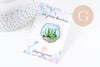 Broche pins terrarium plante avec émail 37.5mm, décoration veste, x1 (G5671)