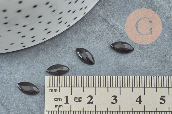 Cabochon Marquise agate noire naturelle 10mm, x1 (G5759)
